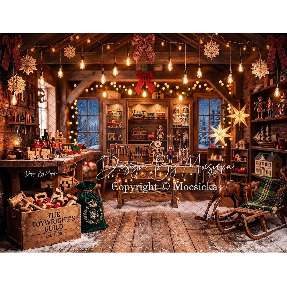 Photography Lighting For Indoor - Mocsicka Santa Claus Toy Workshop Backdrop