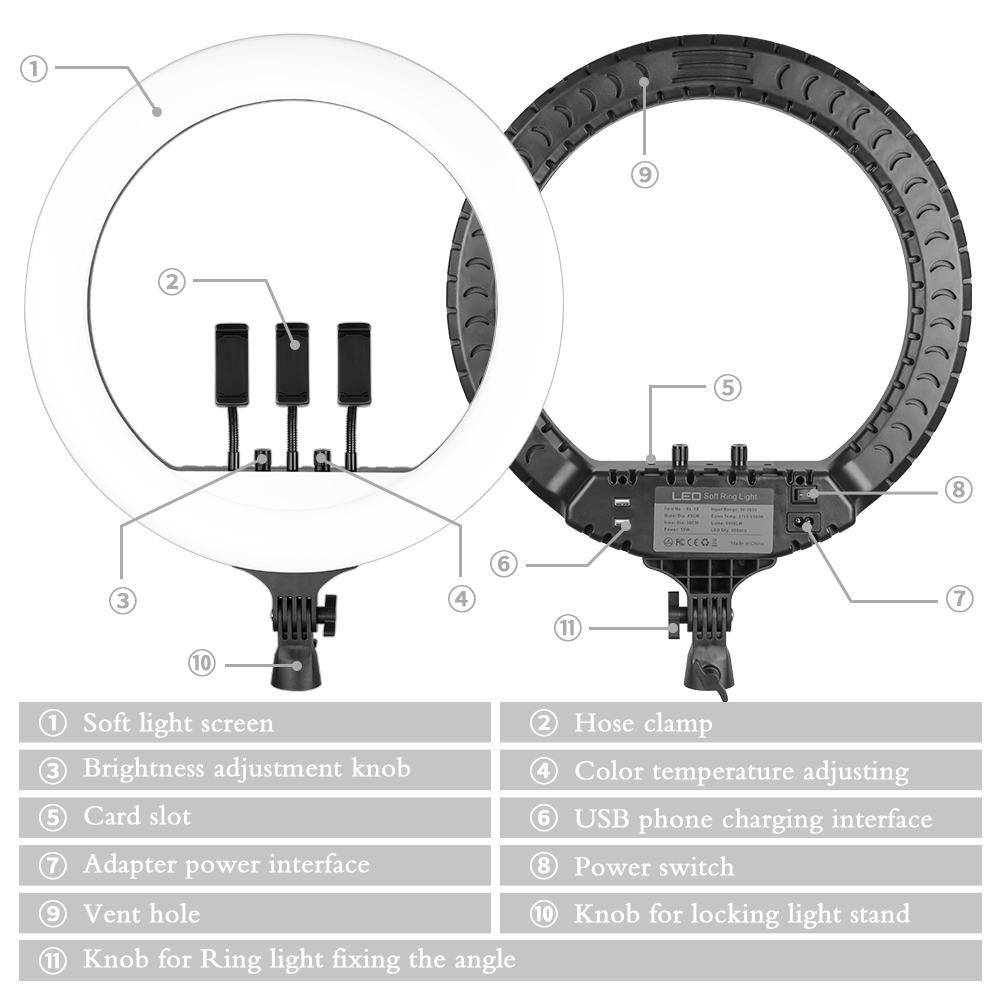 SH 18 Inch Núm Vặn Vòng Đèn LE - đánh giá và giá Led Ring Light 18