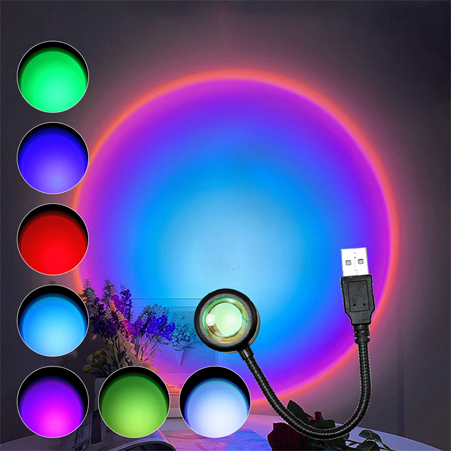 USB LED Sunset Lamp Projector  - đánh giá và giá Photography Lighting Wall