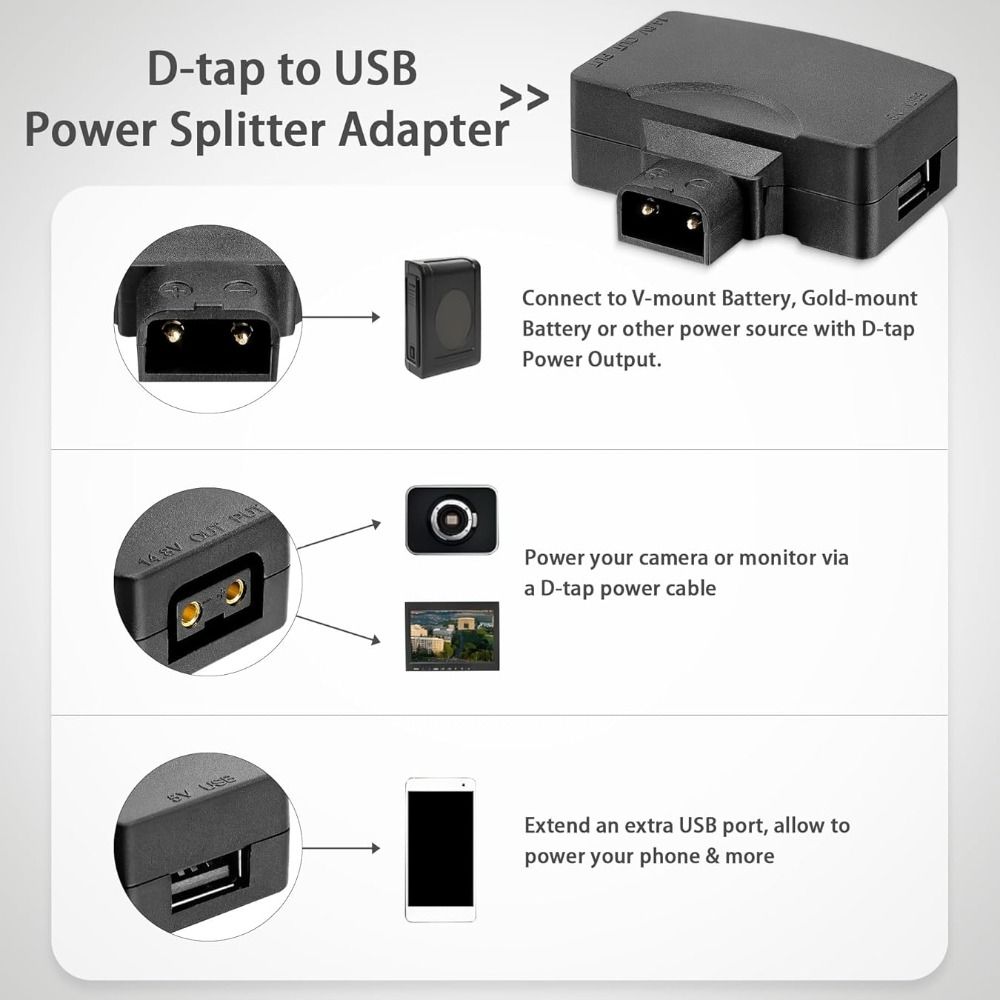 11V-17V D Tap to USB Adapter 5 - đánh giá và giá V Mount Battery