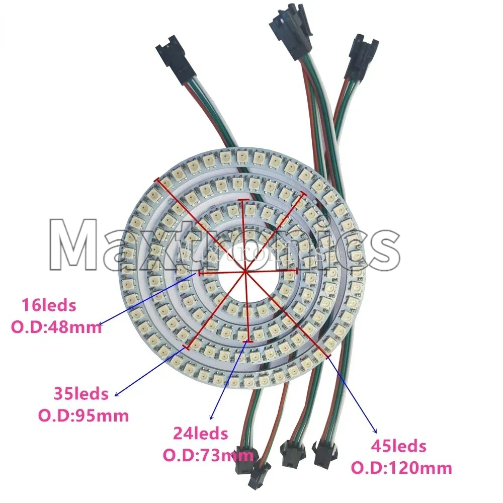 WS2812B FCOB RGB Led Ring 18/3 - đánh giá và giá Led Ring Light 18